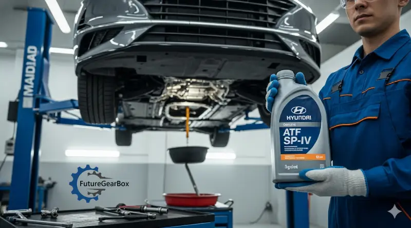 راهنمای کامل تعویض روغن گیربکس اتوماتیک هیوندای (سانتافه، سوناتا، النترا). بهترین زمان تعویض، نوع روغن مناسب (SP-III, SP-IV) و حجم آن.