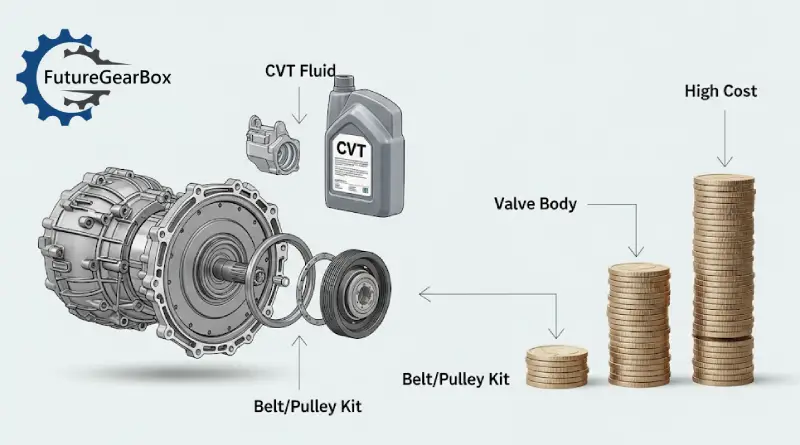 برآورد کامل هزینه و قیمت تعمیر گیربکس اتوماتیک CVT خودروهای چینی (MVM، جک، چری). با عوامل موثر بر قیمت، از تعویض روغن تا تعمیر تسمه و پولی، آشنا شوید.